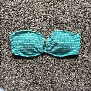 Target Teal and White Striped Bandeau Bikini Top